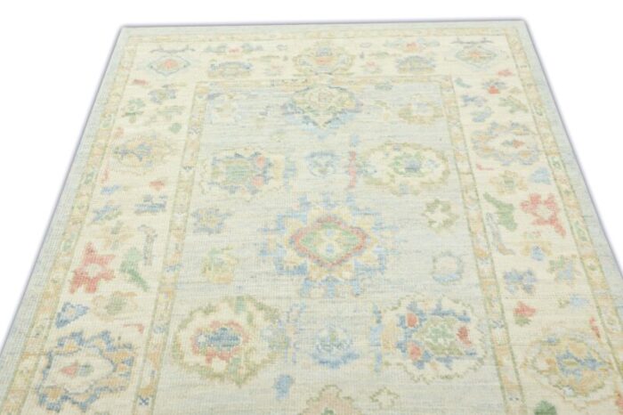 white rock gray field multicolor handwoven turkish oushak rug 42 x 6 5341